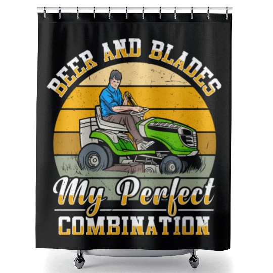 Lawn Mowing Lawn Mower Gardener Gardening Beer Shower Curtains