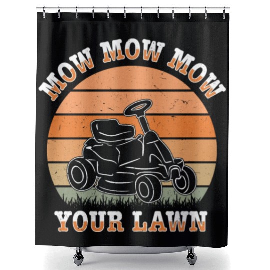 Lawn Mowing Lawn Mower Gardener Gardening Shower Curtains