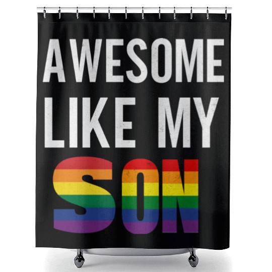 Awesome Like My Son Pride Rainbow flag Shower Curtains