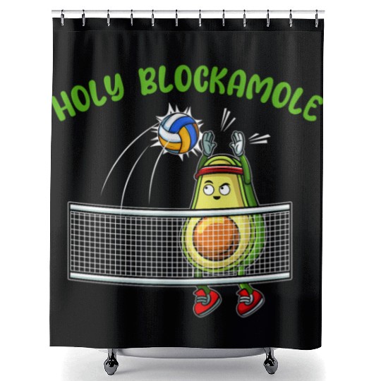 Holy Blockamole I Volleyball Avocado Food Shower Curtains