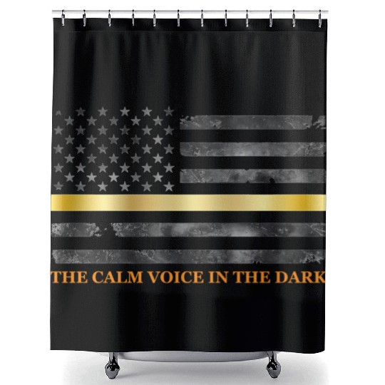 Dispatcher - Thin Yellow Gold Line 911 Emergency Shower Curtains