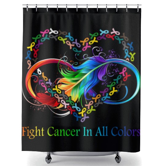 Fight Cancer In All Color Fight Cancer Feather Rib Shower Curtains