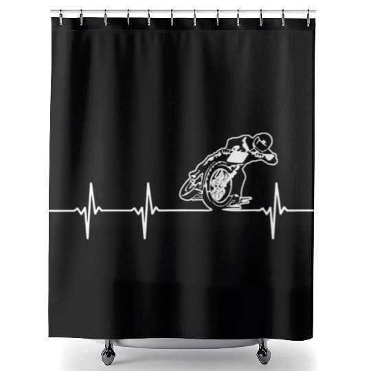 FLAT TRACK MOTORCYCLE heartbeat racing speedway Shower Curtains