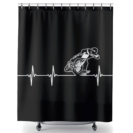 FLAT TRACK MOTORCYCLE heartbeat racing speedway Shower Curtains