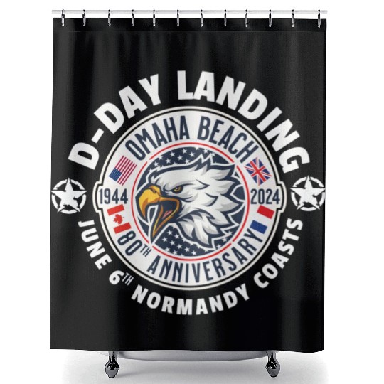 Omaha beach 80th anniversary Shower Curtains