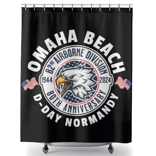 Omaha Beach airborne division 80th anniversary Shower Curtains