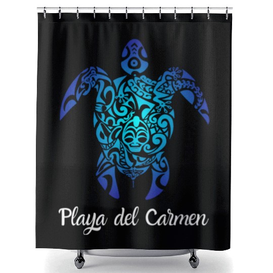 Playa Del Carmen Meco Tribal Sea Turtle Playa Shower Curtains