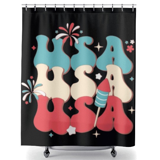 USA And Fireworks, Independence Day Shower Curtains