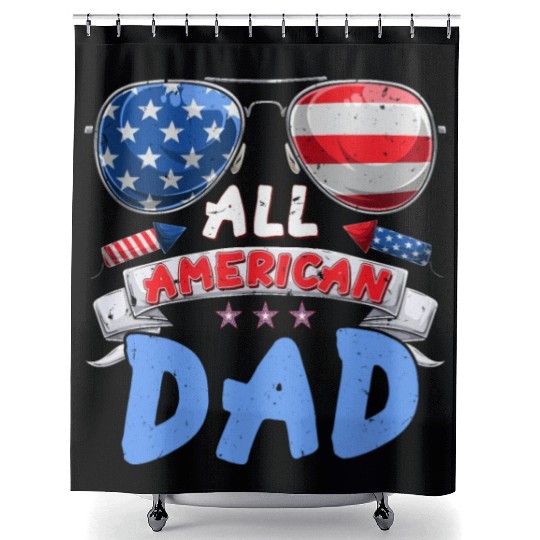 All American Dad US Patriots Fathers America Party Shower Curtains