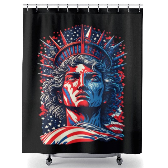 Statue of Liberty Face USA Shower Curtains