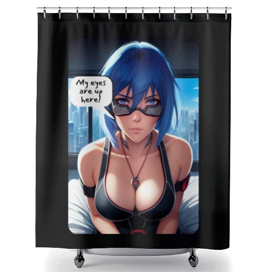 Cyberpunk Waifu Influencer Design 10 Shower Curtains