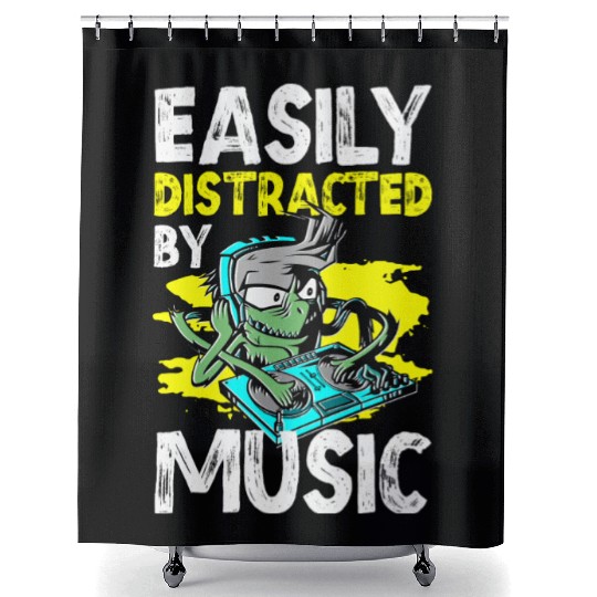 Musician Techno Melody Vinyl Shower Curtains