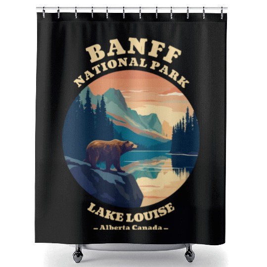 Vintage Retro Canadian Banff National Park Shower Curtains