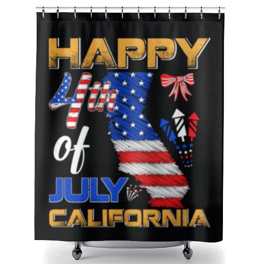 Independence Day Happy 4th July California USA Shower Curtains