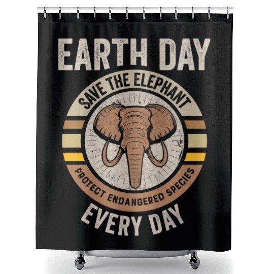 Save The Elephant Protect Endangered Species Earth Shower Curtains