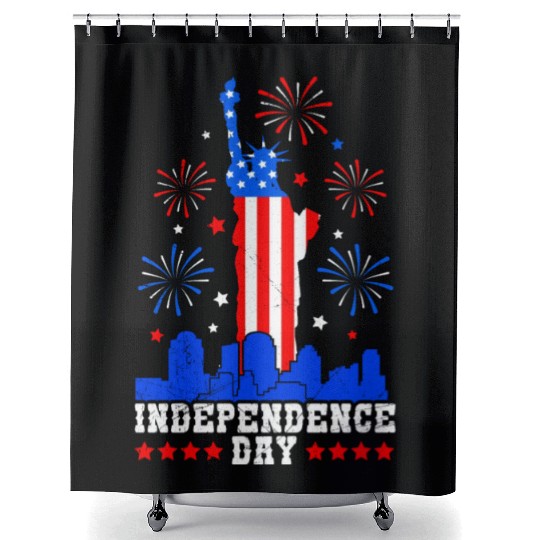 Independence Day Statue of Loverty America Party Shower Curtains