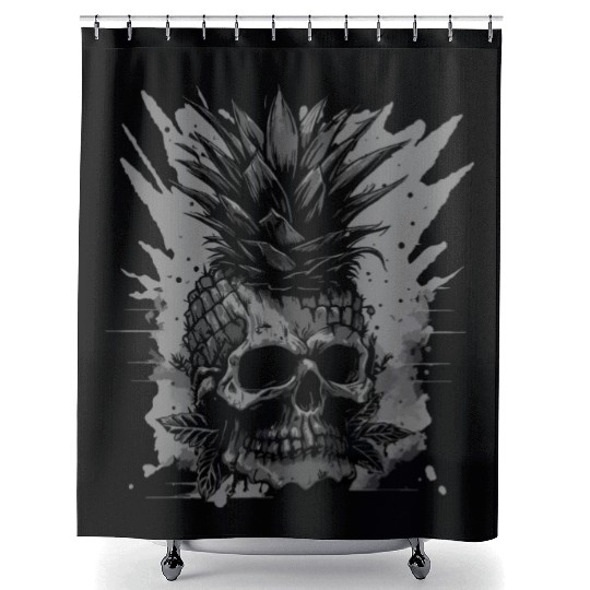 scary pineapple punk Shower Curtains