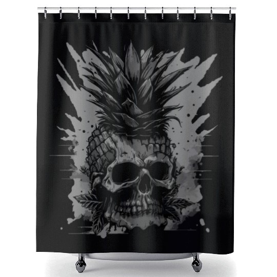 scary pineapple punk Shower Curtains
