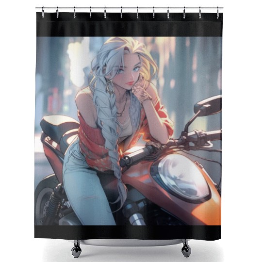 Cool Biker Chick Shower Curtains