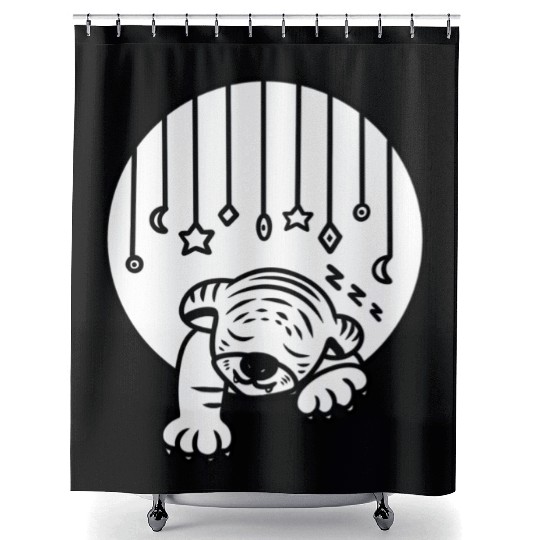 Cute Tiger Cub Sleeping Shower Curtains