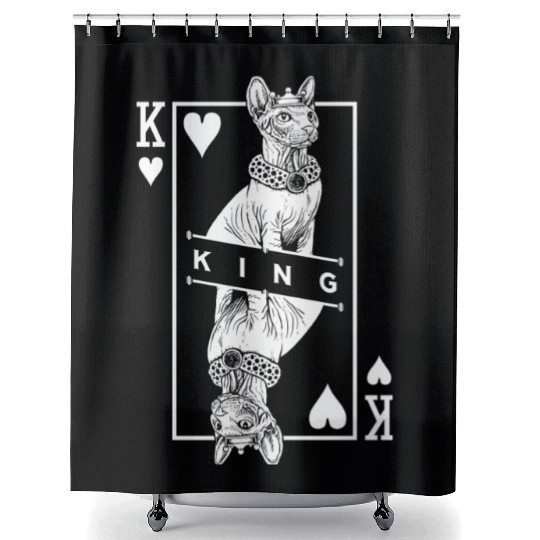 Sphynx Cat Lover King Of Hearts Funny Pop Art Shower Curtains