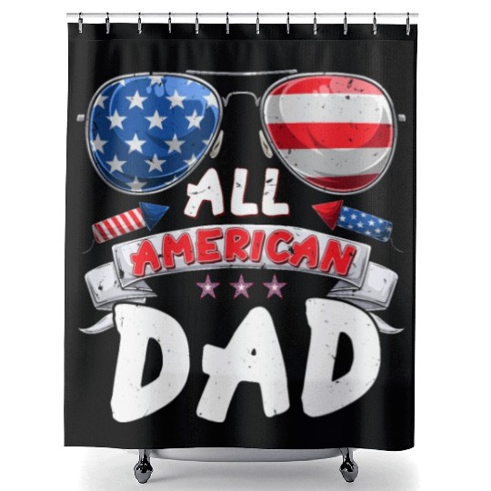 All American Dad US Patriots Fathers America Party Shower Curtains