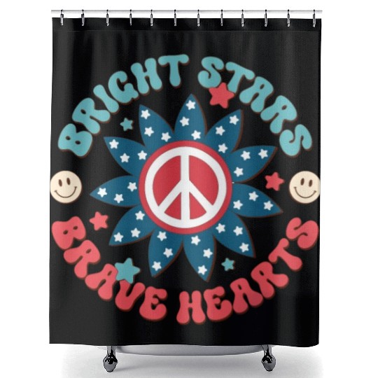 Bright Stars, Brave Hearts, Independence Day Shower Curtains
