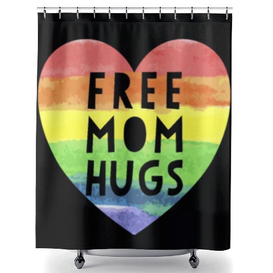 Free Mom Hugs LGBTQ Plus Rainbow Heart Free Hugs Shower Curtains