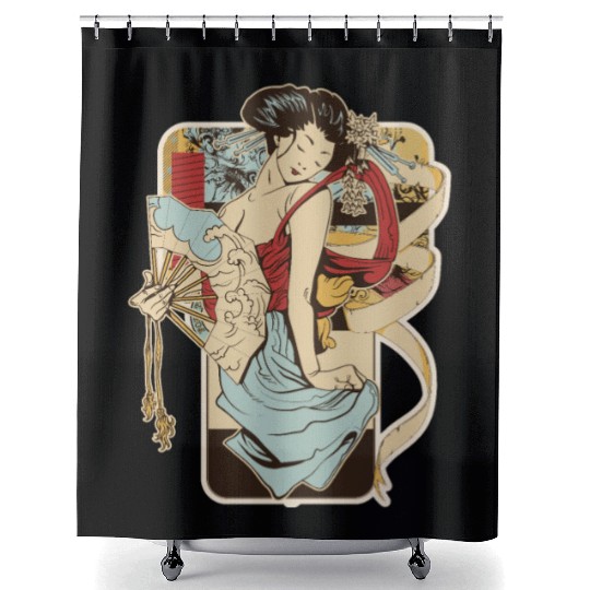 Japan Geisha girl maiko aesthetic 70s Shower Curtains