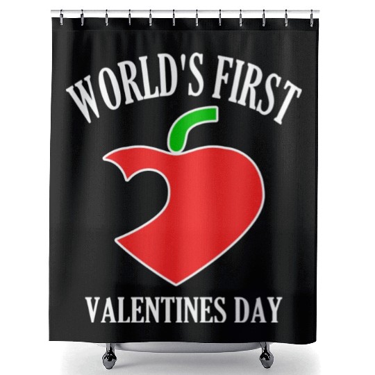 Funny Worlds First Valentines Day 80s nostalgia Shower Curtains