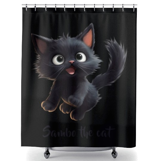Black Sambo Cat Shower Curtains
