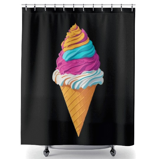 Colorful ice cream icon Shower Curtains