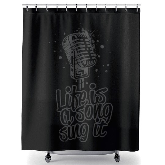 Life is a Song Sing It red Shower Curtains