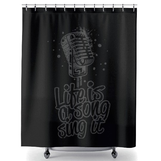 Life is a Song Sing It red Shower Curtains