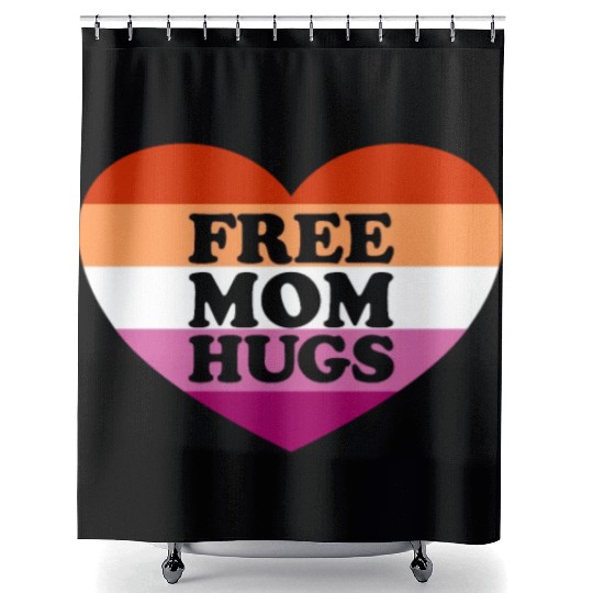 Free Mom Hugs Lesbian Flag Heart LGBTQ Free Hugs Shower Curtains