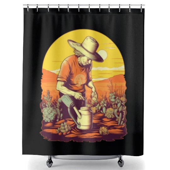 Gardener Grandma Watering Plants Garden Gardening Shower Curtains