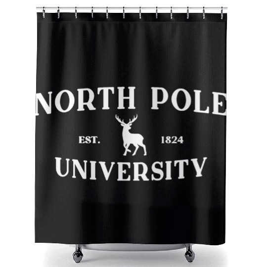 North Pole University - Reindeer - Merry Christmas Shower Curtains