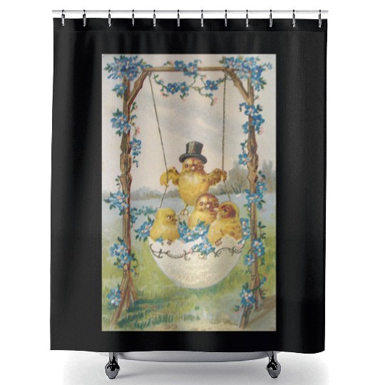 Vintage Easter Card Shower Curtains