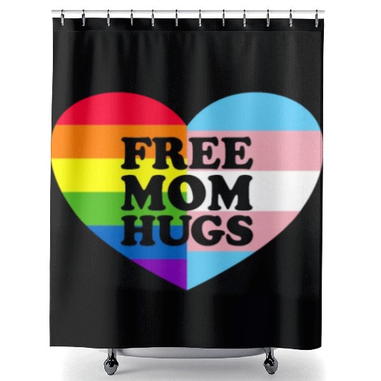 Free Mom Hugs Gay Pride Trans Flag LGBTQ Free Hugs Shower Curtains