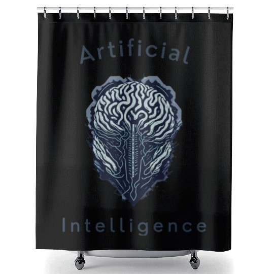 Artificial Intelligence (AI) Robot Brain Shower Curtains