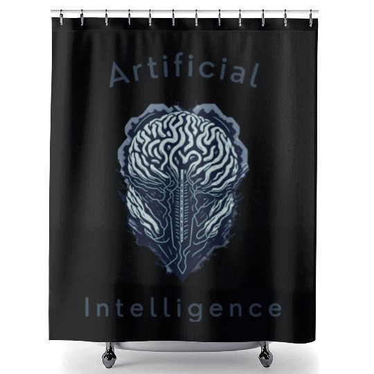 Artificial Intelligence (AI) Robot Brain Shower Curtains