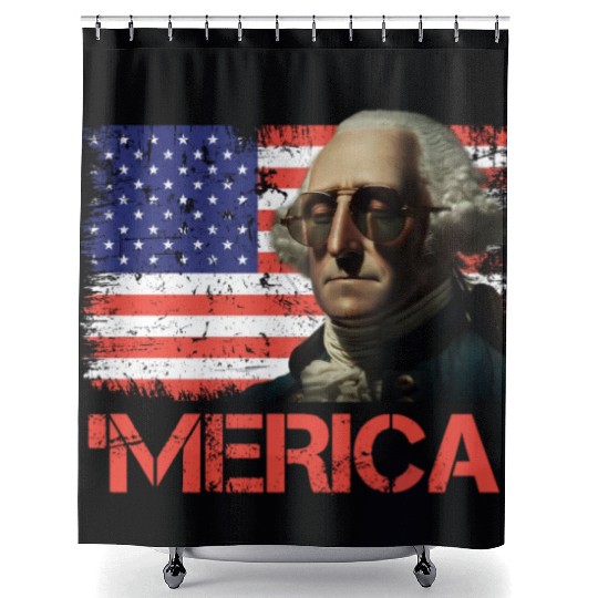 Merica George Washington Independence Day USA Shower Curtains