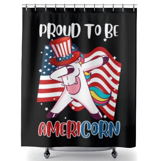 Americorn Unicorn America Party Independence Day Shower Curtains