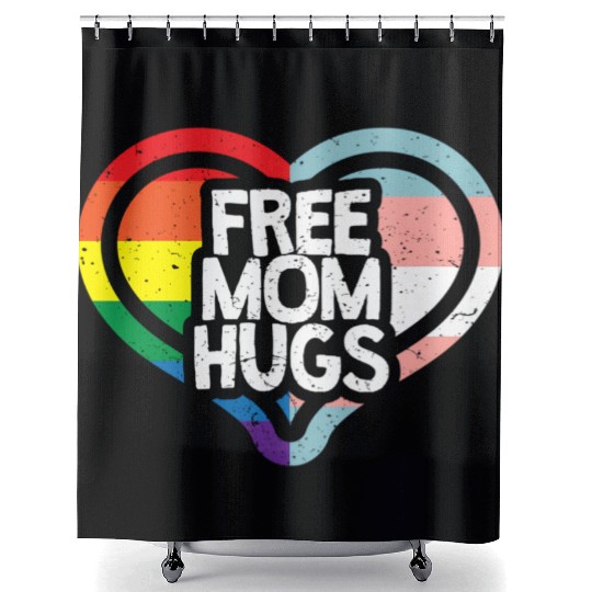 Free Mom Hugs Rainbow Pride Shower Curtains