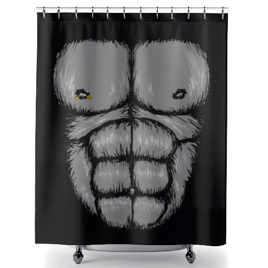 Funny Gorilla Chest , Halloween Monkey Chest Suit Shower Curtains