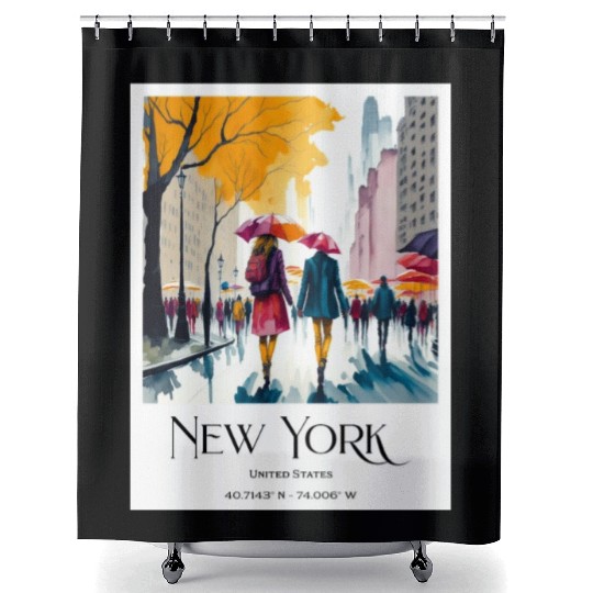 Couple walking in the streets of New York City Shower Curtains