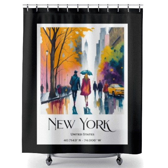 Couple walking in the streets of New York City Shower Curtains