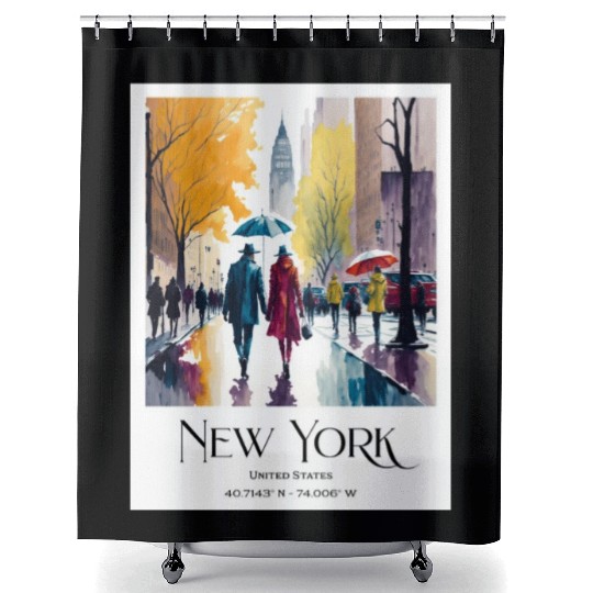 Couple walking in the streets of New York City Shower Curtains