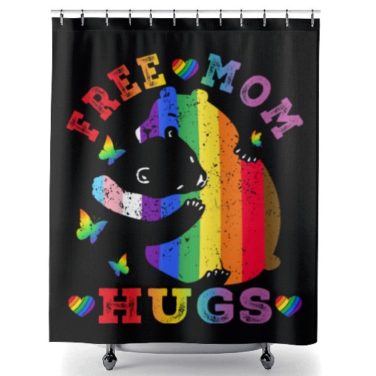 Gay LGBT Pride Mama Bear For Women Free Mom Hugs Shower Curtains