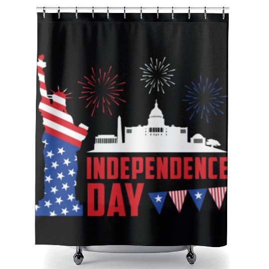 Independence Day Statue of Loverty America Party Shower Curtains